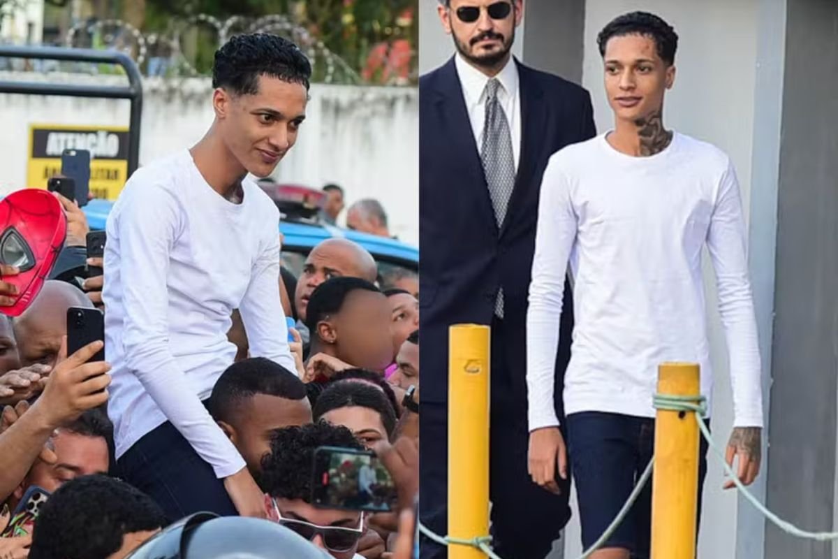 O rapper Oruam deixa prisão após decisão do STJ; terá tornozeleira eletrônica e não poderá se aproximar do adolescente envolvido no caso.