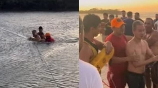 Dois pesquisadores ficam ilhados por seis horas na praia de Camapum, Macau (RN), e são resgatados com segurança por PM e bombeiros.