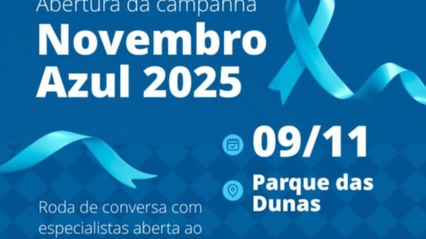 Abertura do Novembro Azul 2025 acontece neste sábado (9), no Parque das Dunas, com roda de conversa e café da manhã abertos ao público.