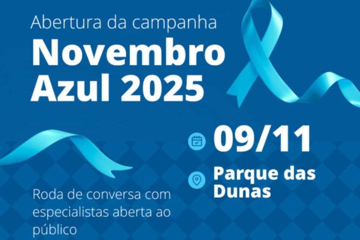 Abertura do Novembro Azul 2025 acontece neste sábado (9), no Parque das Dunas, com roda de conversa e café da manhã abertos ao público.