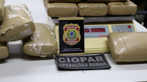 PF e PM apreendem 20 kg de maconha e prendem duas pessoas em operação próxima a Angicos, no RN. Droga foi encaminhada para perícia.