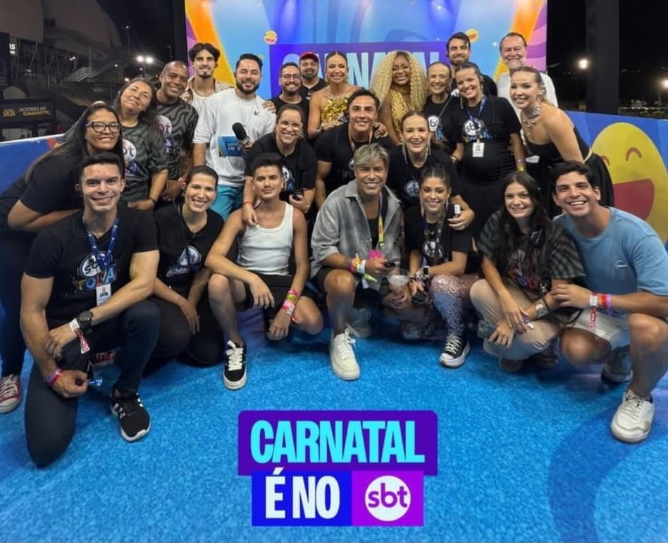 Equipe da TV Ponta Negra, no segundo dia de transmissão do Carnatal