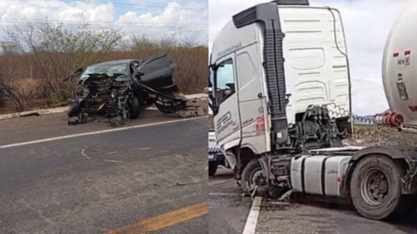 Colisão entre carreta e carro interdita a BR-304 em Angicos; três pessoas ficaram feridas e veículos grandes devem desviar por Afonso Bezerra.