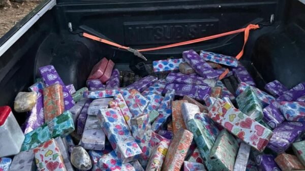 Drogas estavam embaladas em papel de presente