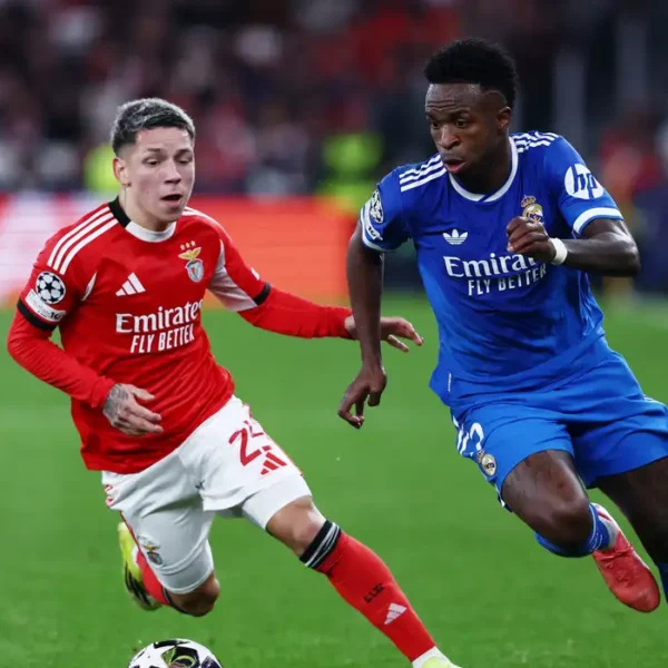 Vinícius Jr em partida do Real Madrid após denúncia de racismo na Liga dos Campeões