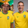 Cadu de Lula e Allysson com blusas amarelas do Brasil.